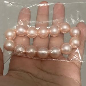 Baby Pink Round Elastic Pearl Preppy Girly Bracelet